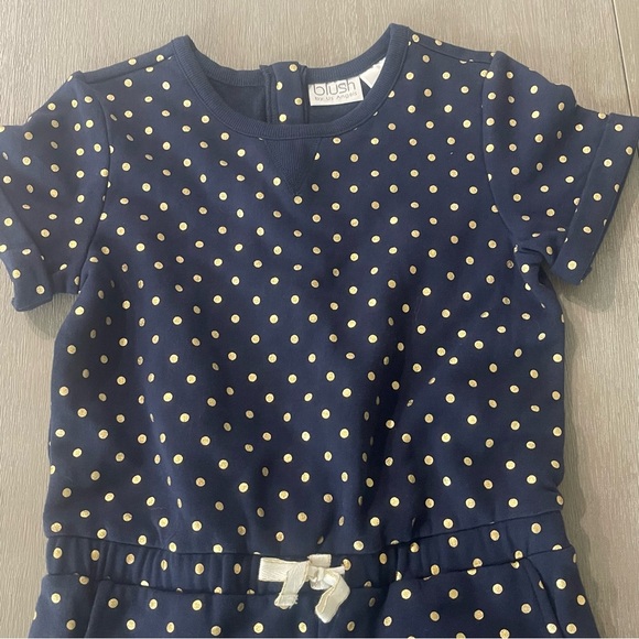 Blush by US Angels cotton navy gold polka dots jumper elastic waist Size 10/12 - Picture 2 of 14